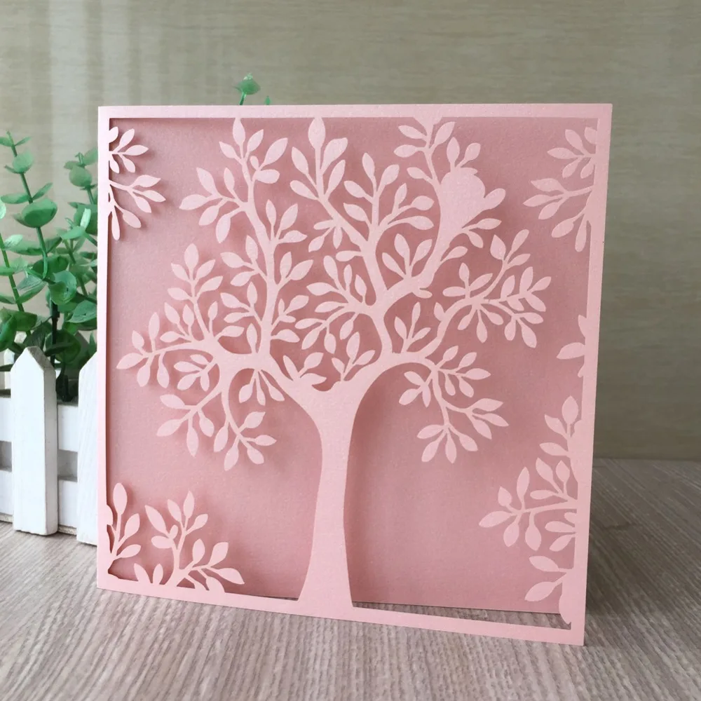 

100pcs/lot Laser Cut Carved Pattern Invitation Card Romantic Wedding & Engagement Decorations Greeting Gift Card