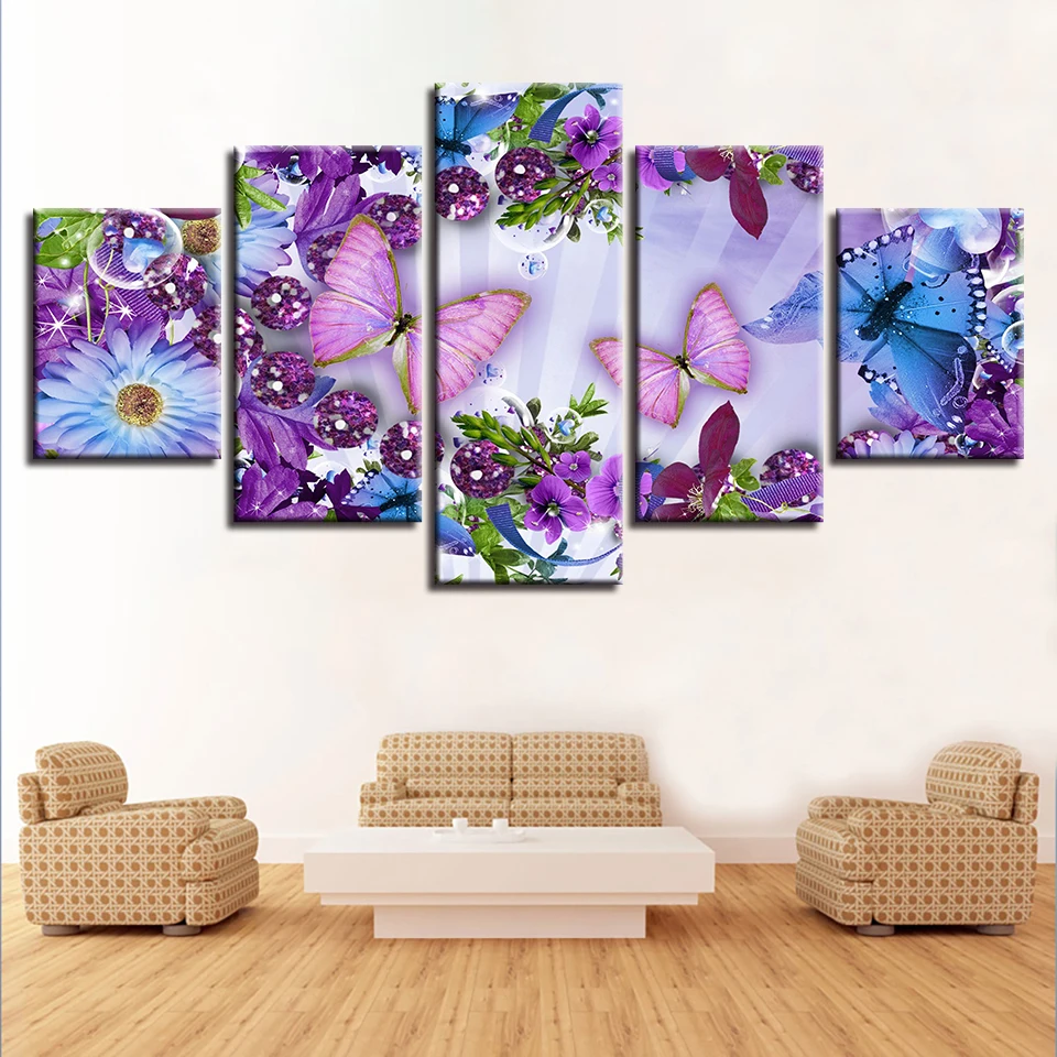 JIE сделать арт Плакаты Decor Фотографии Framework HD печати 5 шт. красивая бабочка и