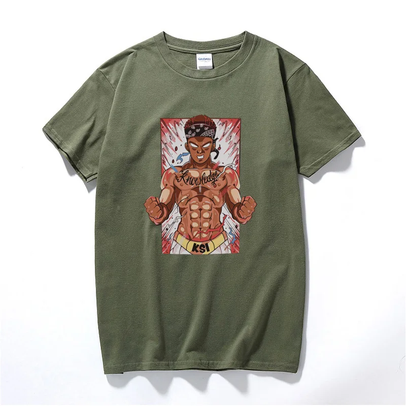 Ksi Goku God t Shirt You Tube Fight Night Logan Пол рубашка крутая Мужская футболка уличная Модная хлопковая футболка Homme - Цвет: Армейский зеленый