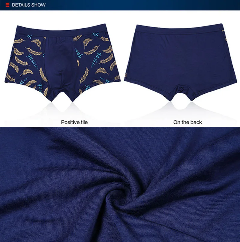 BllooBeell принт бамбуковое волокно шорты Для мужчин нижнее белье трусы боксеры с