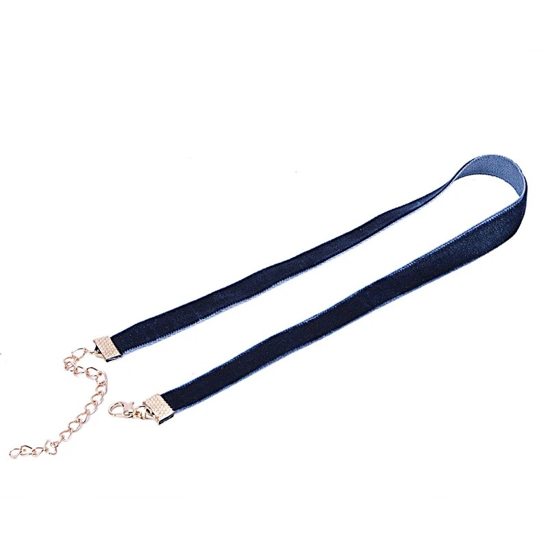 Колье бархатное 10 мм темно-синий винтажный Готический Фэнтези Гот (темно-синий-#3)