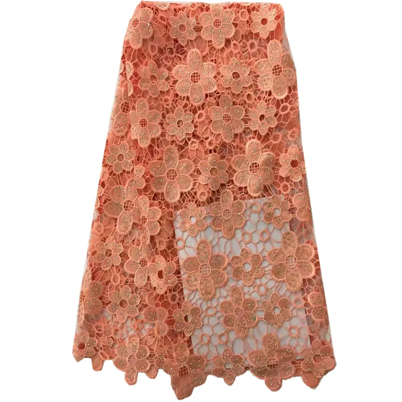 Мода 2017 г. Африканский шнур Кружево Высокое качество персик Цвет африканский
