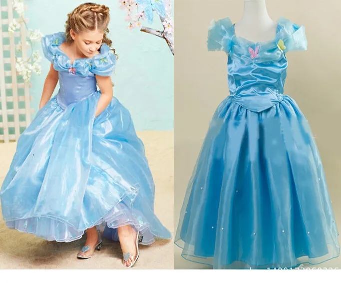 Новинка фантазия синий Menina princesa Infantil Vestido cinderela cendrillon disfraz cenicienta