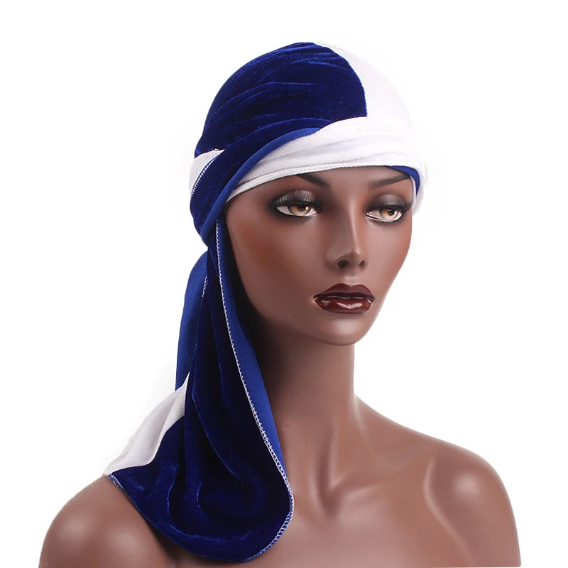 Бархат, атлас Camo Durags Цвет соответствующие головной убор тюрбан банданы волны Кепки повязка на голову крышка аксессуары для волос бандана