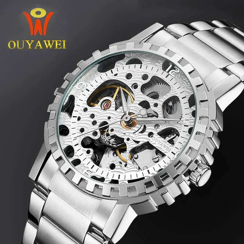 OUYAWEI Топ Для мужчин S Деловые часы Роскошные брендовые модные полые Дизайн