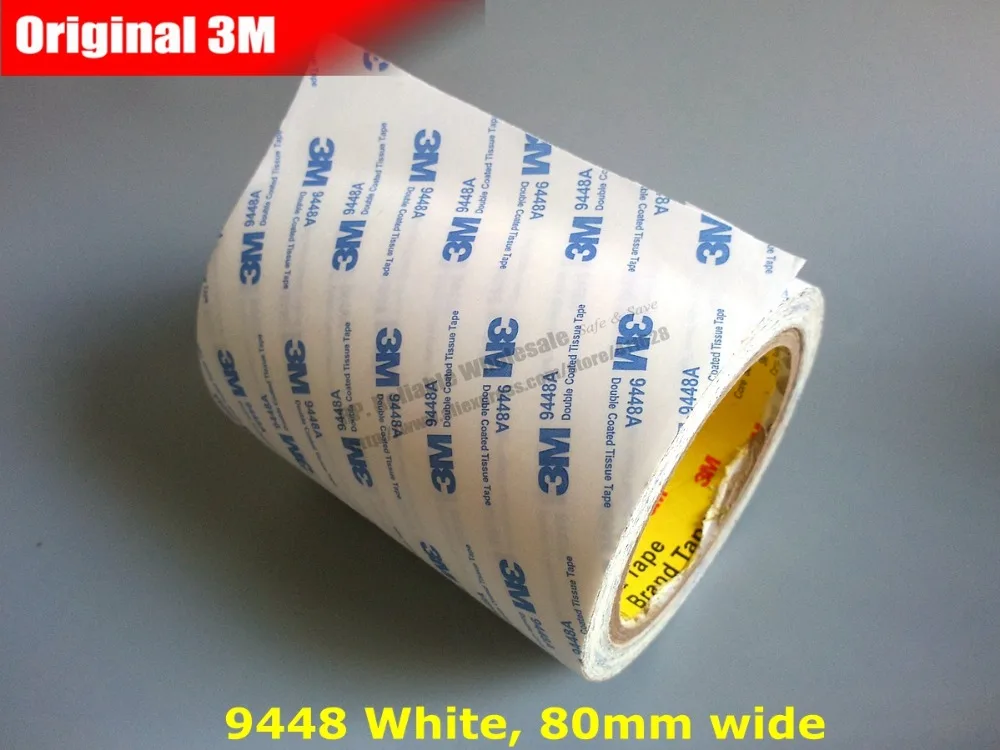 

(80mm*50M) 3M9448 White Double Sided Acrylic Adhesive Tape, General Industrial Assembly, Panel Laminating, Electrics Parts Fix