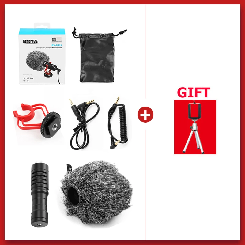 BY-MM1 w gift BOYA BY-MM1 беспроводной микрофон камера видео микрофон Подставка для iPhone X DJI Осмо Карманный Zhiyun Smooth 4 PK BM Rode VideoMicro - Цвет: BY-MM1 w gift