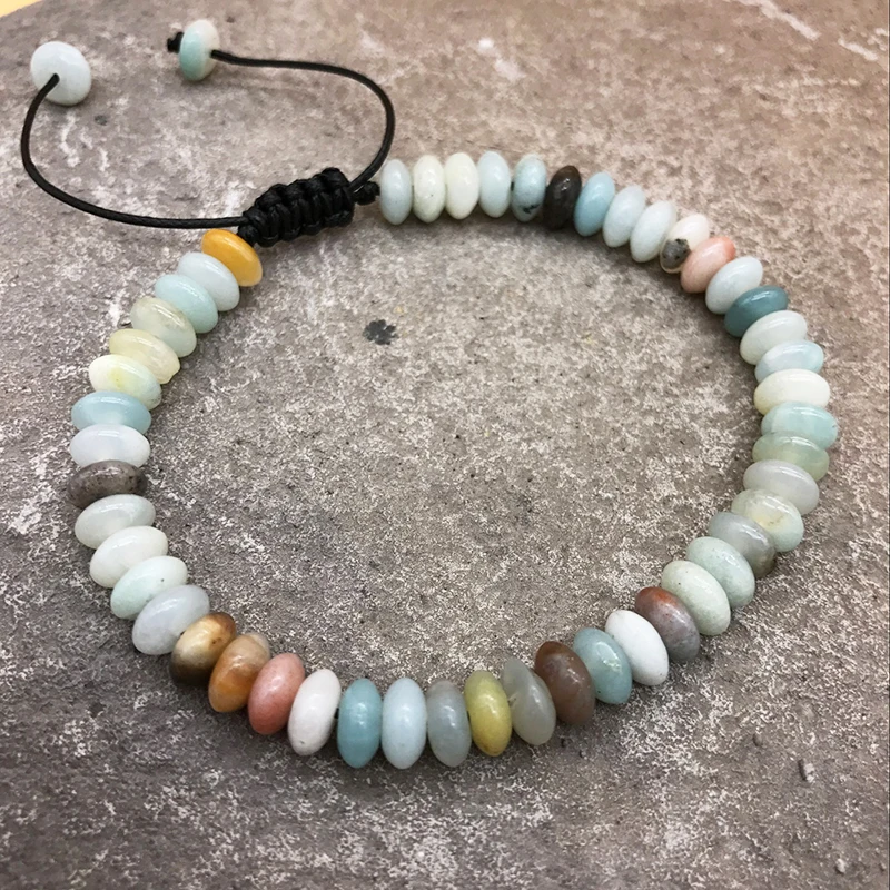 Горячая продажа 6 мм продолговатый натуральный камень amazon каменный браслет