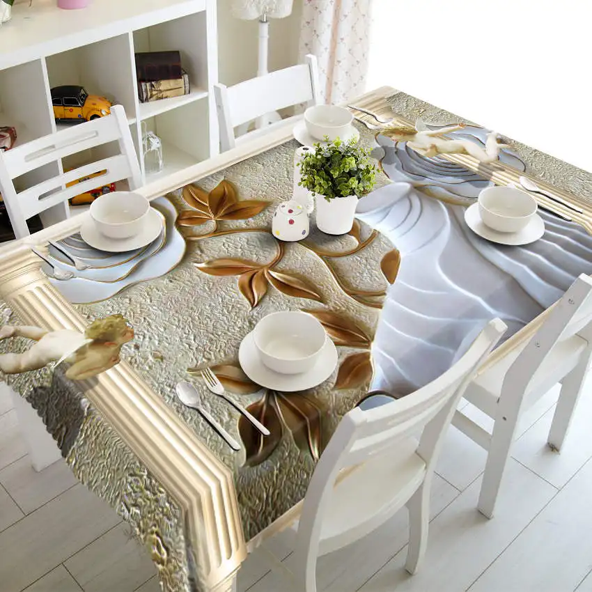 3D цветущие красивые цветы Пыленепроницаемая моющаяся ткань прямоугольная и