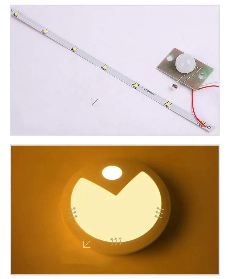 Pac Man Интеллектуальный светодиодный зондирования Night Light человеческого Средства ухода за кожей движения светильник индукции зарядка через USB Инфракрасный Мини коридор настенный светильник
