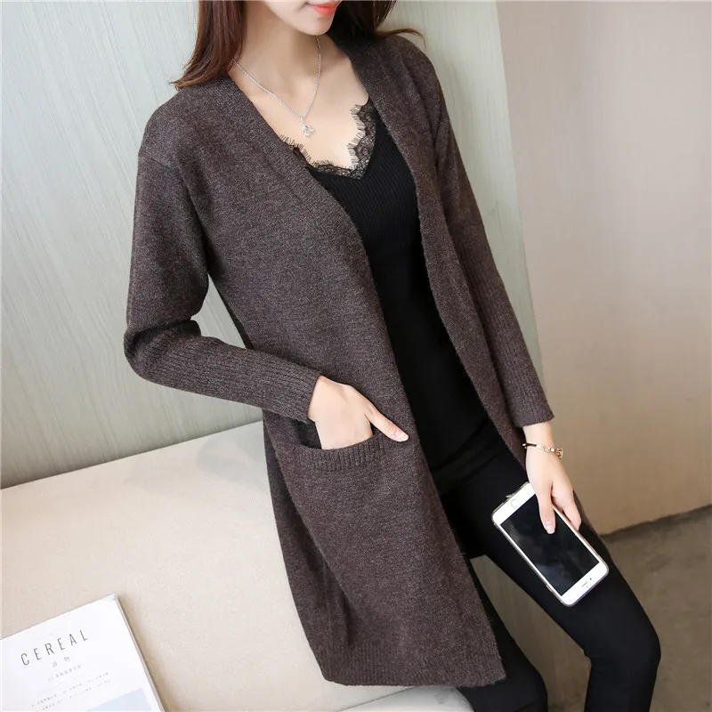 2021 New Autumn Winter Sweaters Cardigans For Women Cashmere Twist Knitwear With Pockets Fashion Solid Slim Female Long Cardigan |