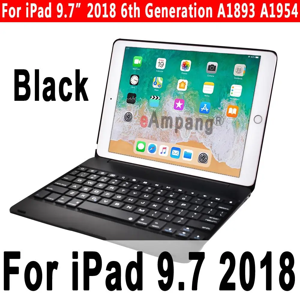 Black for 9.7 2018 Топ Флип-клавиатура для Apple iPad 9,7 5-го 6-го поколения Bluetooth клавиатура чехол для iPad Air 1 2 5 6 Pro 9,7 чехол - Цвет: Black for 9.7 2018