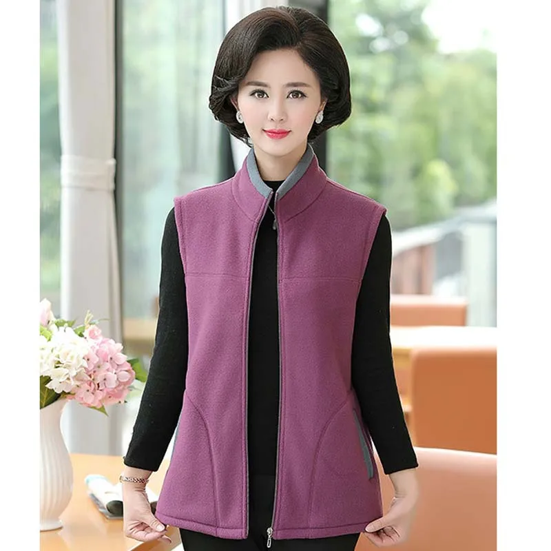 2018 женщин среднего возраста большие размеры жилет из овечьей шерсти новый Весна