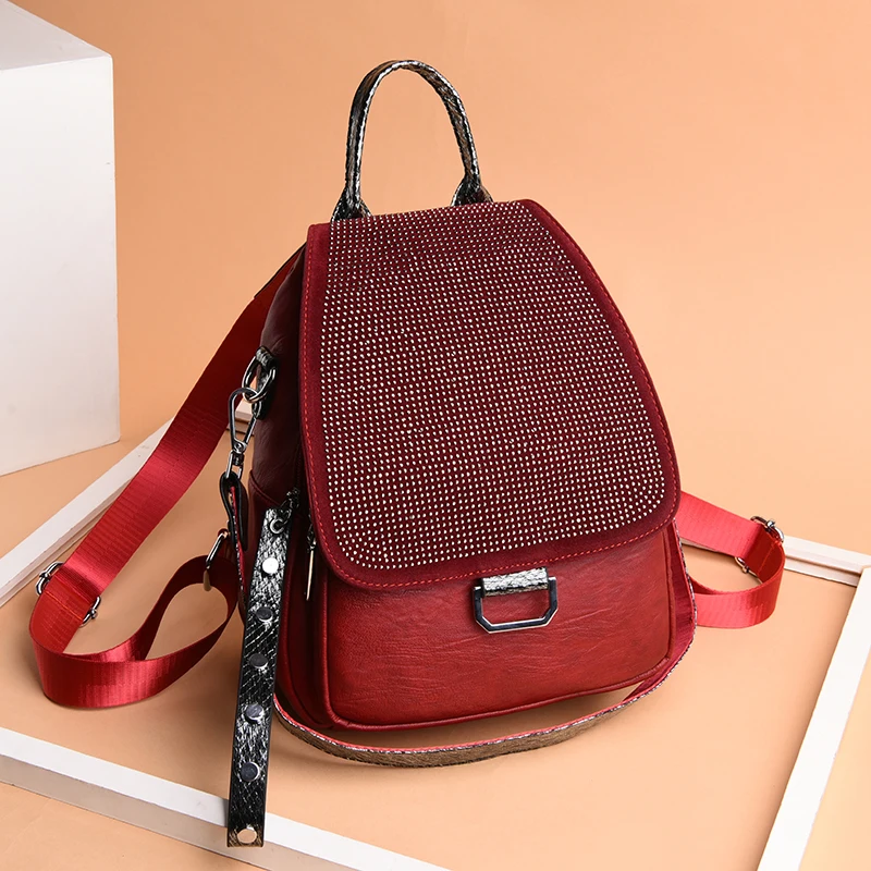 Women's Embroidered Backpack Women's Sequins Travel Backpack Women's Diamond Studded Backpack Mochilas Shoulder Bags School bag