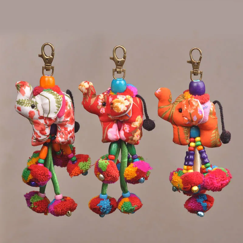 Тайский цветочный тканевый слон украшение для стен брелок ключей автомобиля