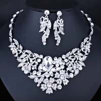 farlena jewelry butterfly on flowers necklace earrings set for women luxury full crystal rhinestones wedding jewelry sets