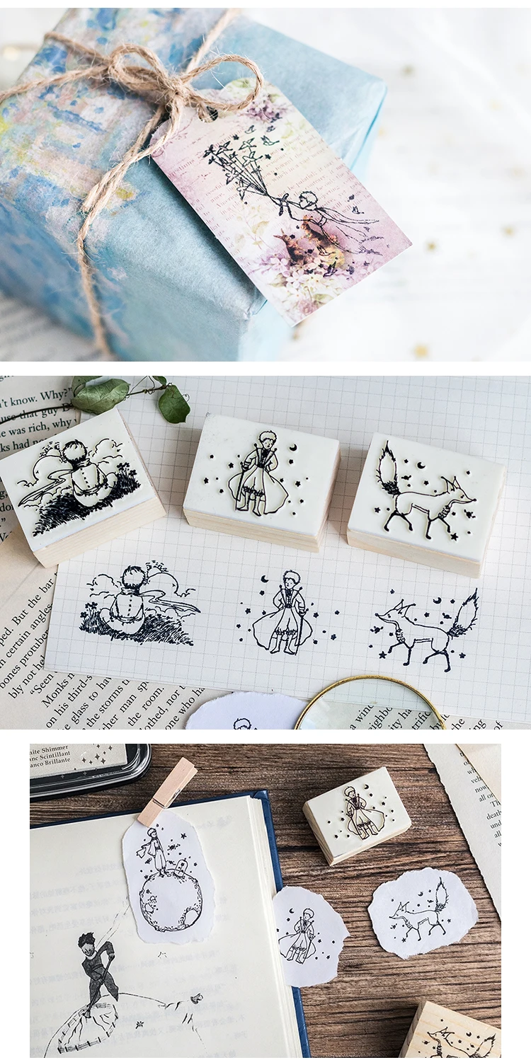 1 шт. \ Маленький принц DIY милый ретро небольшой свежий деревянный печать для дневника календаря скрапбук штамп канцелярские принадлежности для студентов офисные принадлежности