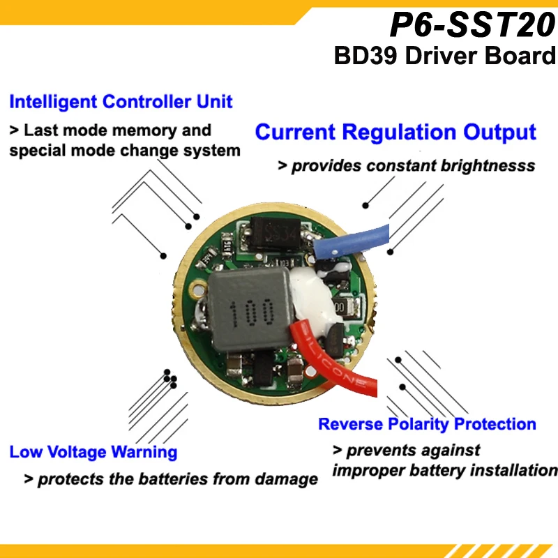 KDLITKER P6 SST20 Luminus SST 20 700 Lumens 3V 9V P60 Drop in (Dia. 26 5 мм)|Фонарики и осветительные приборы| |