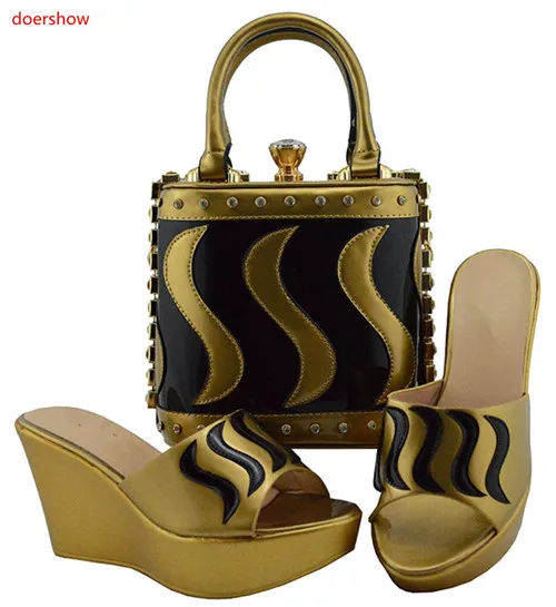 

doershow hot sale purple color Shoes and Bag Set African Wedding Shoe and Bag Sets Matching Shoes and Bags for Wedding! HUU1-17