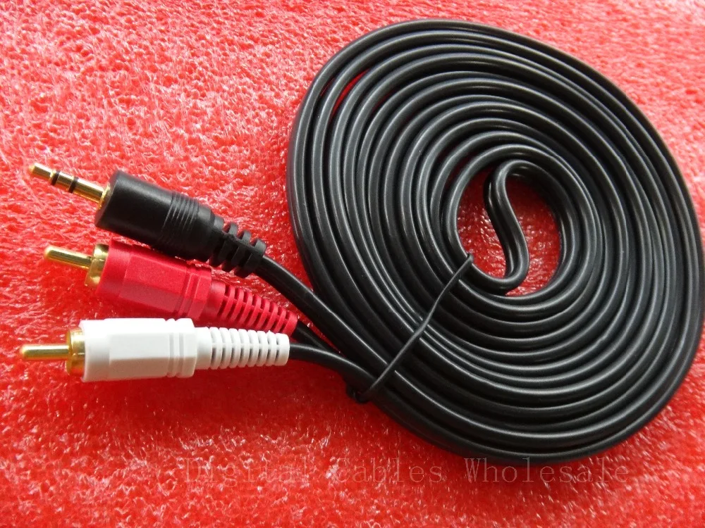 DHL 100 шт./лот 3 5 мм штекер Jack в AV 2 RCA стерео Музыка Аудио Кабель AUX для Mp3 Pod Телефон ТВ