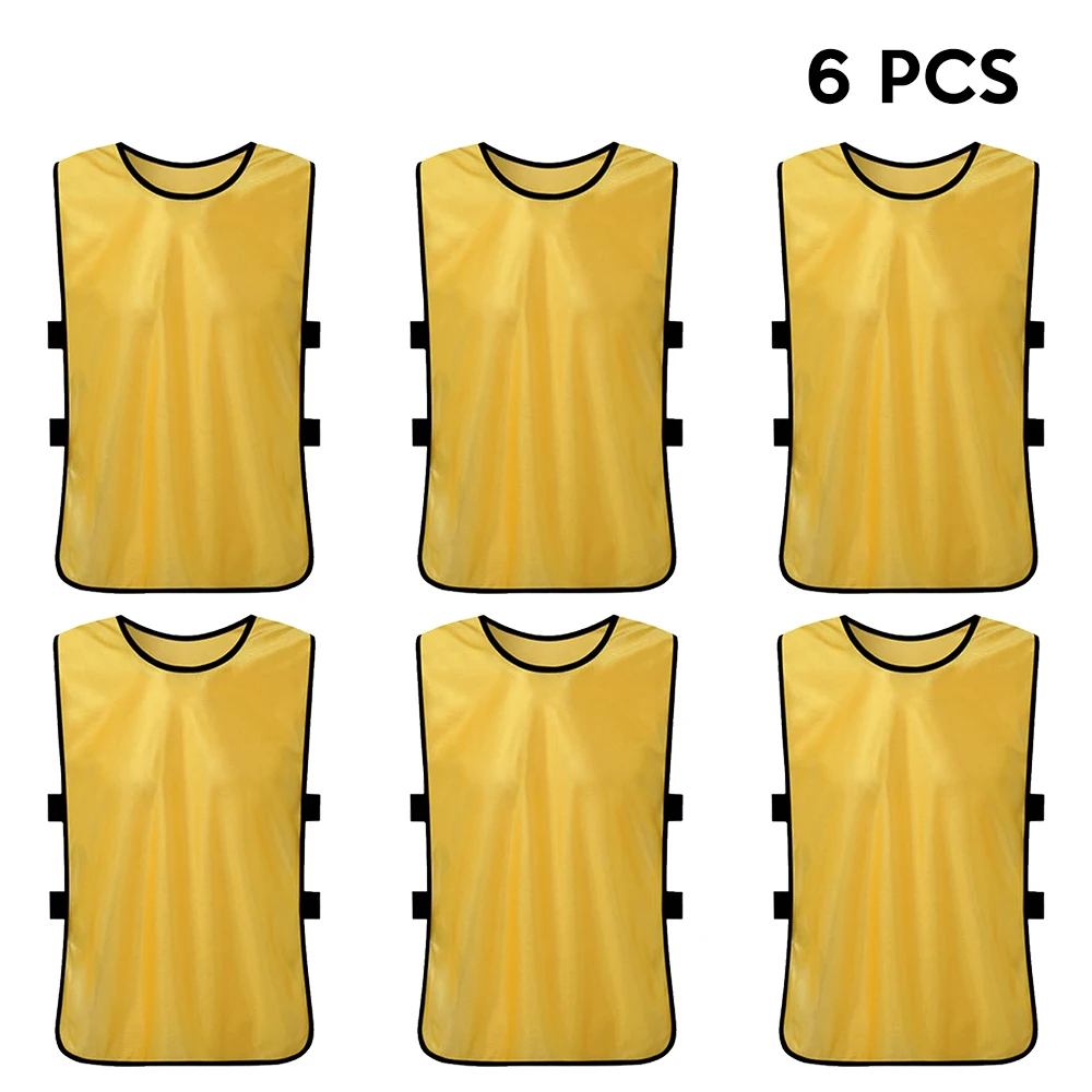 6 PCS Kid's Soccer Jersey Pinnies Quick Drying Football Jerseys Youth Sports Scrimmage Team Training Bibs Practice Sports Vest - Цвет: Gold