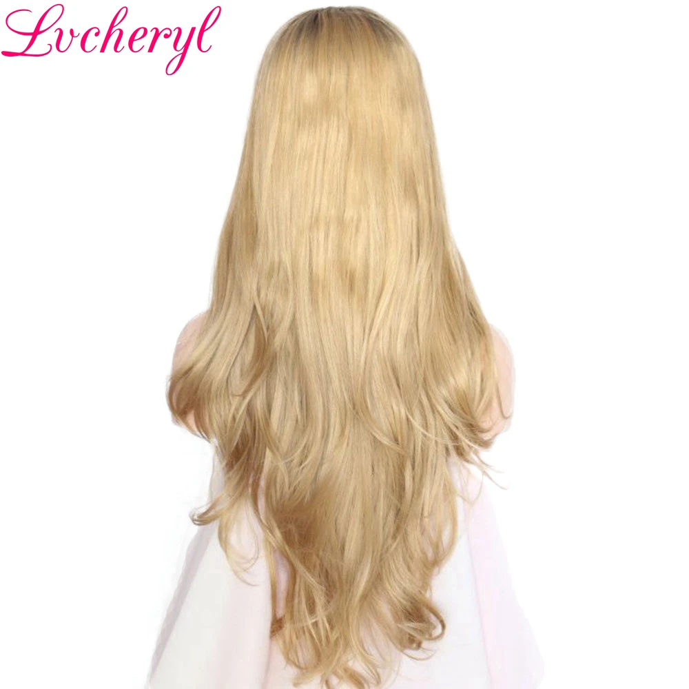 Lvcheryl руки связали темные корни ombre блондинка естественные волнистые
