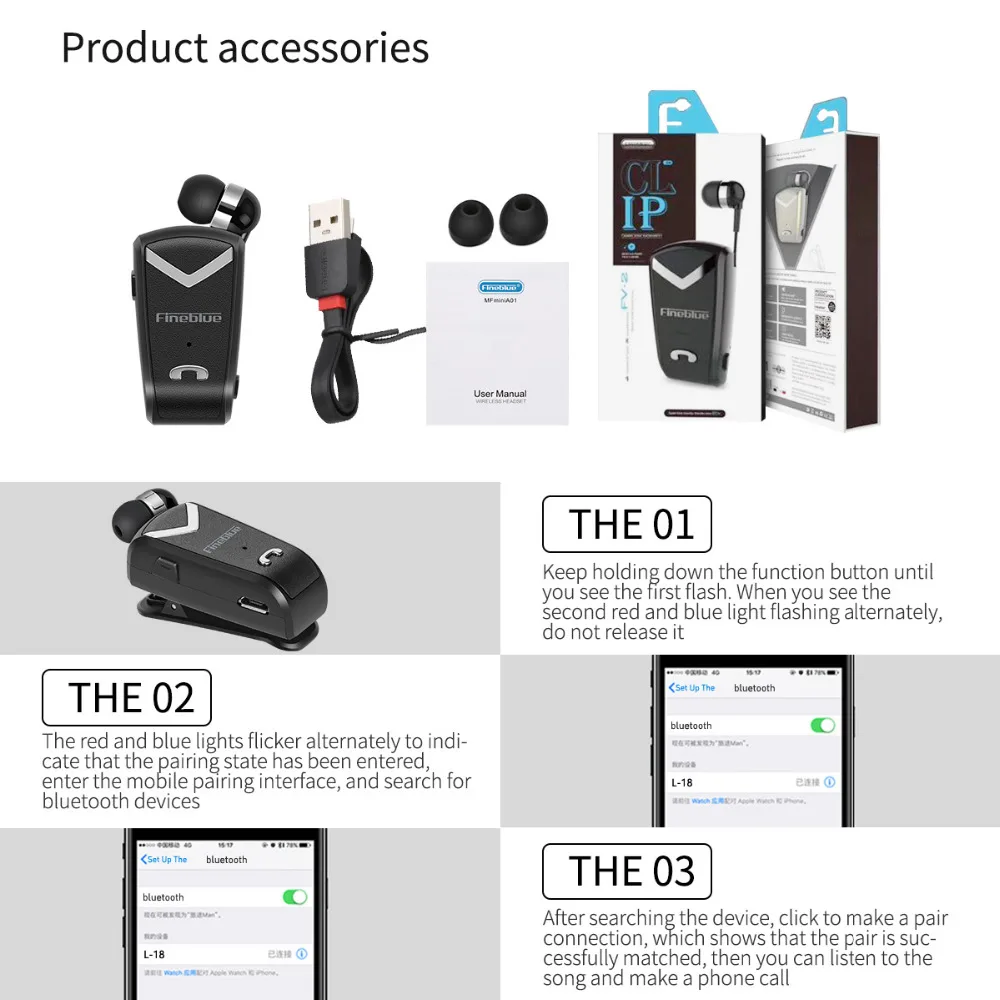 FineBlue F-V2 Bluetooth стерео гарнитура в деловом стиле выдвижной BT 4,0 голосовые подсказки беспроводные музыкальные наушники Xiaomi samsung