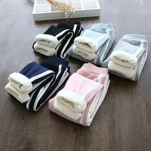 Детские леггинсы для девочек, зимняя одежда для малышей, штаны для девочек, хлопковые полосатые бархатные плотные леггинсы для малышей, детские брюки, спортивные костюмы