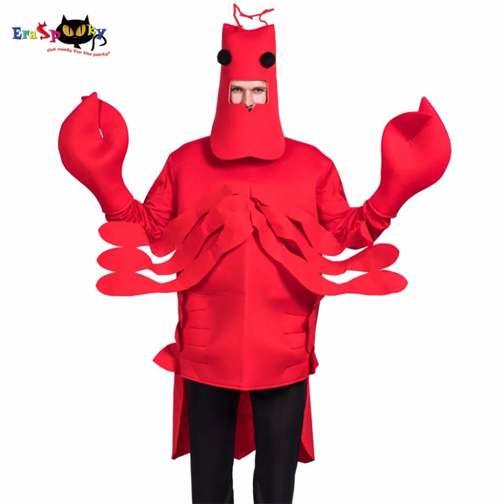 

Eraspooky Funny Red Lobster Cosplay Halloween Costume For Adult Unisex Seafood Carnival Party Performance Fancy Dress