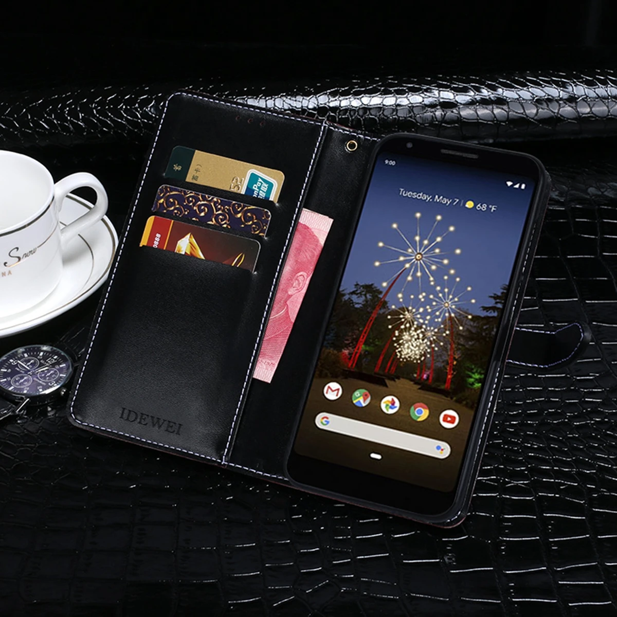 Для Google Pixel 3a G020A G020E с узором крокодиловая кожа из искусственной кожи бумажник