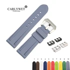 CARLYWET 22 24 мм Горячая Распродажа, серый, белый, черный, коричневый водонепроницаемый силиконовый каучук, сменный ремешок для часов Panerai Luminor