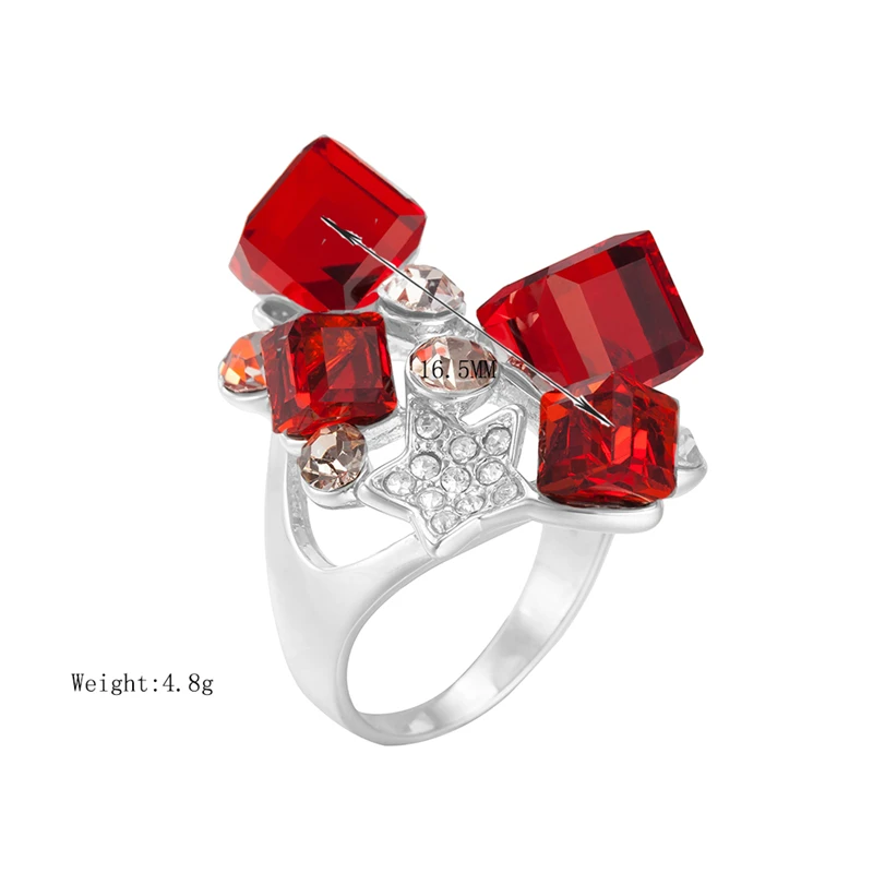 Странные красные гранат кристалл посеребренный Argent для женщин кольцо США #