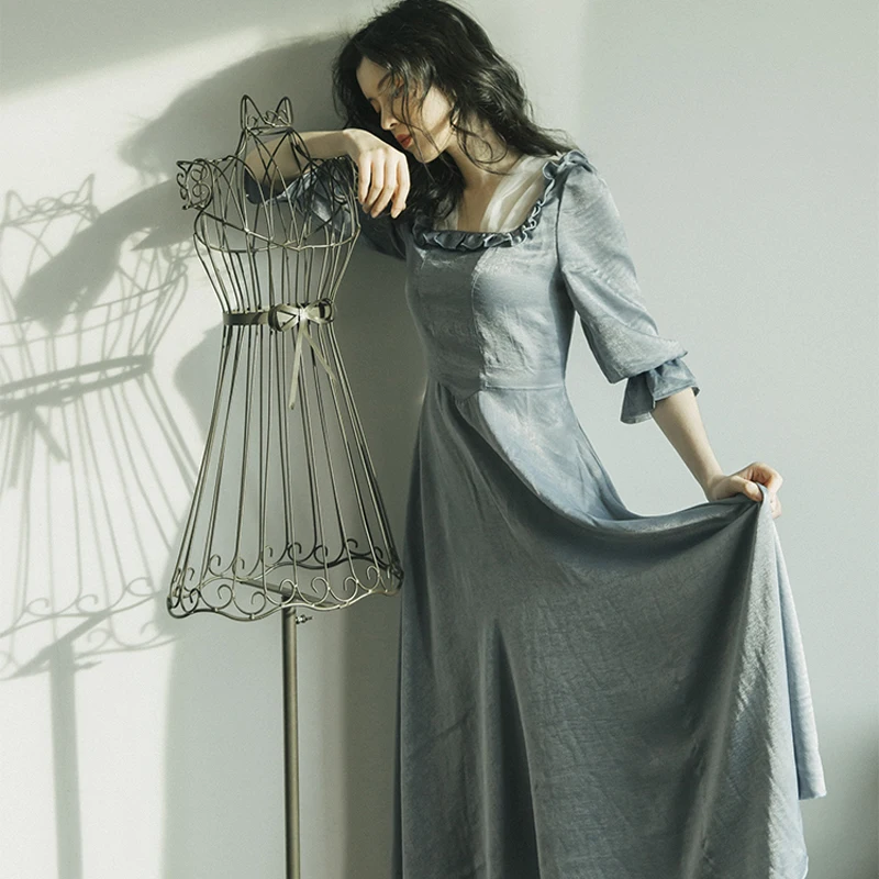 Оптовая продажа Викторианский Французский дворец ретро мягкое платье женское