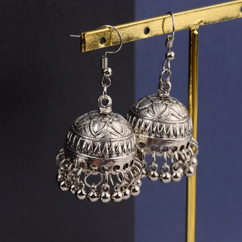042-2 DOUVEI капли воды турецкие винтажные Jhumka висячие серьги женские серебряные золотые колокольчики кисточкой этнические индийские турецкие ювелирные изделия Bijoux - Окраска металла: 042-2