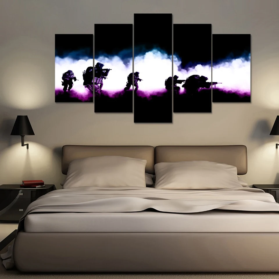 Модульная Холст плакат Wall Art 5 панелей Gallant армии картина с изображением солдат