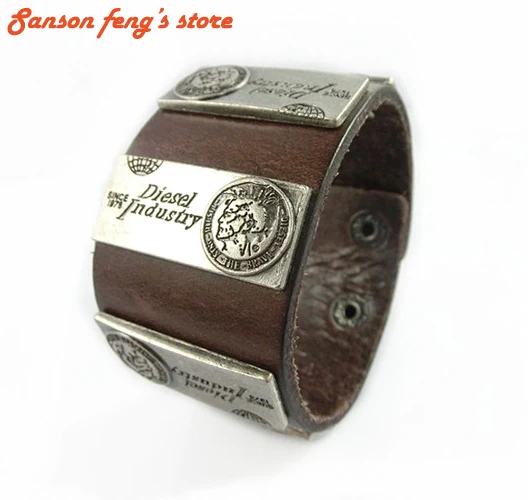 2015 Fashion Jewelry Men Bracelets Bangles Wrist Gifts Wide Leather Punk New Items LB055 | Украшения и аксессуары