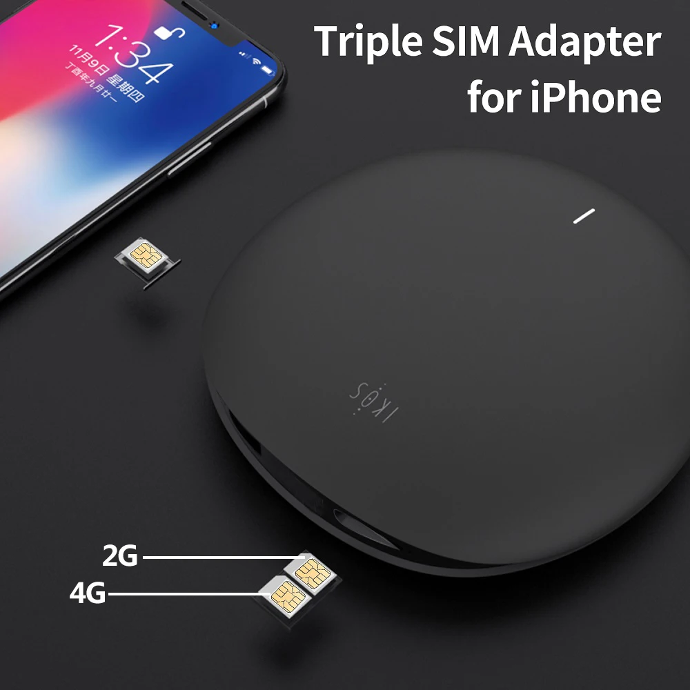 Tanie Sieć IKOS 4G Bezpłatna Opłata Za Roaming Podwójna Karta Podwójny Tryb Gotowości Trzy Części SIM Adapter Tacy Dla IPhone Android Obsługa Danych Użytkowania