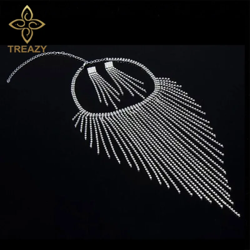 Комплект из колье и серёг со стразами|Ювелирные наборы для невесты| |