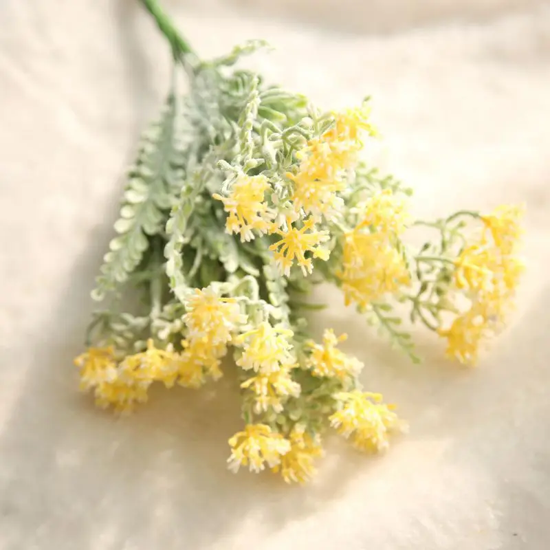 Milan ball yellow Искусственная Маленькая ромашка, дикая цыпленок Xiaoyeju, свежая с травой Хризантема, пластиковый цветочный сад, Свадебный домашний Рождественский Декор - Цвет: Milan ball yellow