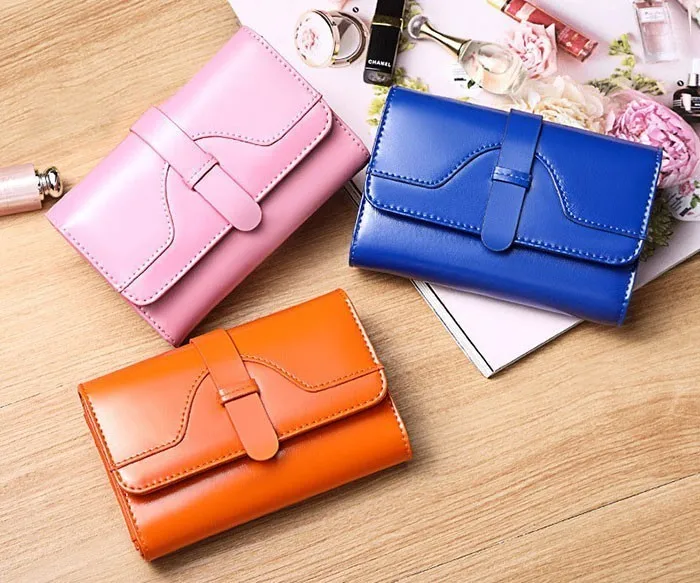 NewTri Fold Genuine Leather Women Wallet Short Luxury Brand Zipper Wallet Ladies Small Coin Purse Card Holder Oil Wallet