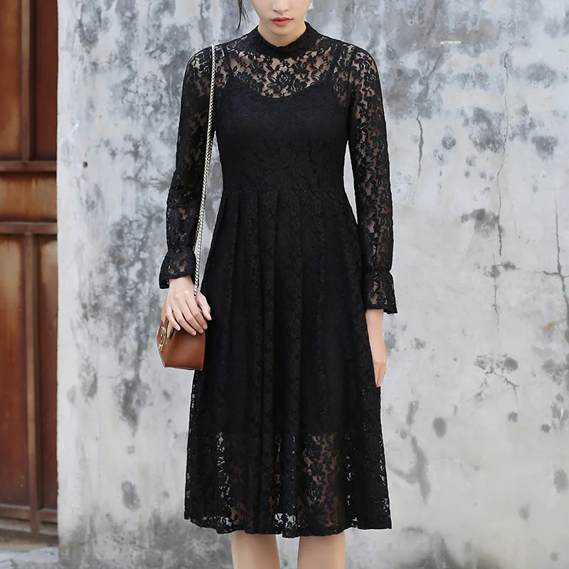 Сексуальный Черный полым из Midi Dress Офис Две Пьесы Устанавливает Элегантные