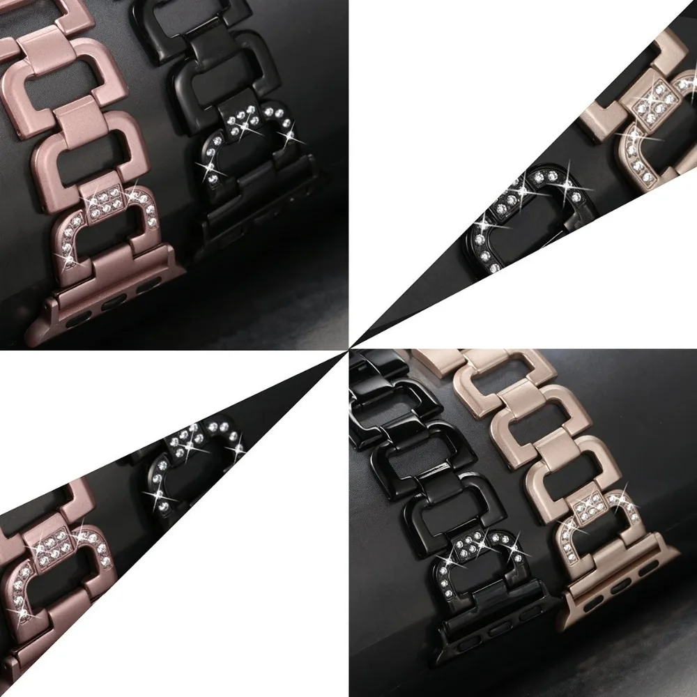 Cover For Apple Watch Strap Band Case Series 3 1 2 38mm 42mm D Diamond Metal Stainless Steel Bling Women Smart |