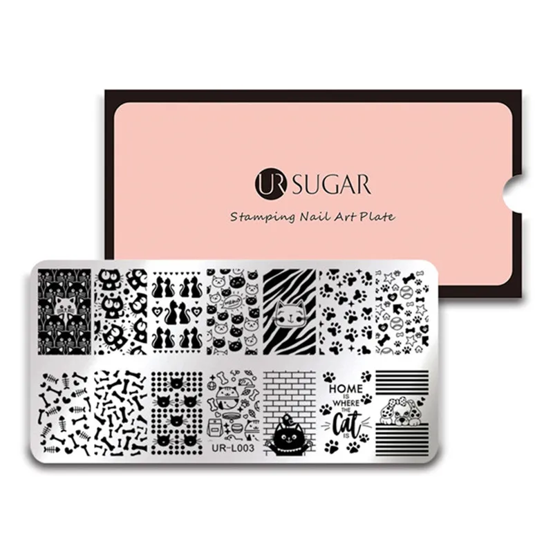 Ur Sugar прямоугольная штамповка для ногтей шаблон цветочный цветок маникюр Дизайн ногтей DIY изображения пластины трафареты инструменты для украшения - Цвет: UR-L003