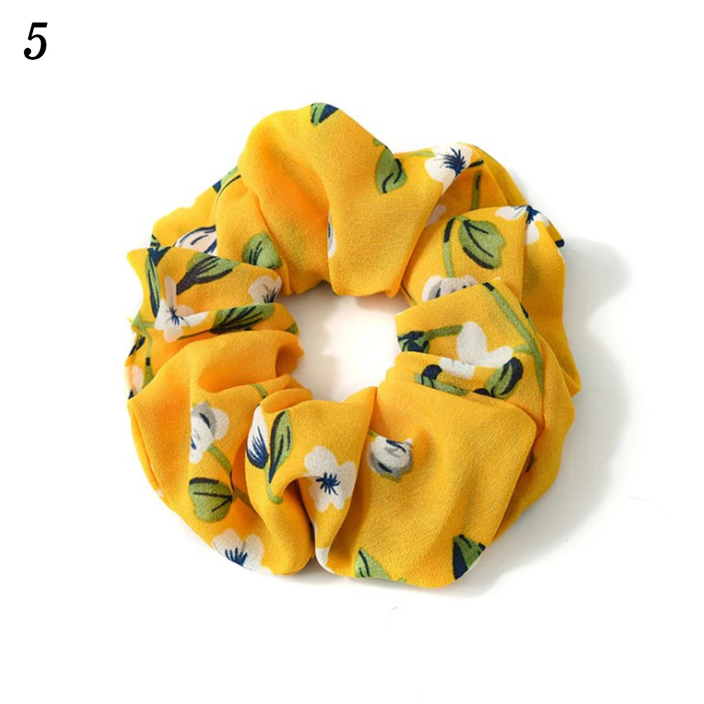 

Flower Hair Scrunchie Women Elastic Hair Bands Ponytail Holder Ties Rope Width Hot Elastic Hair Bands Chiffon Yellow Headwear