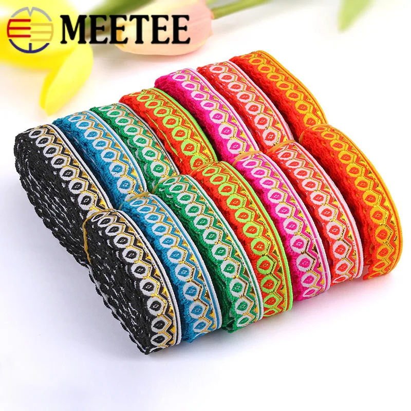 Meetee 3pcs(1pc=7meters) 15mm Ethnic Jacquard Lace Trims Polyester Webbing DIY Wedding Scrapbook Hand Clothing Accessories | Дом и сад