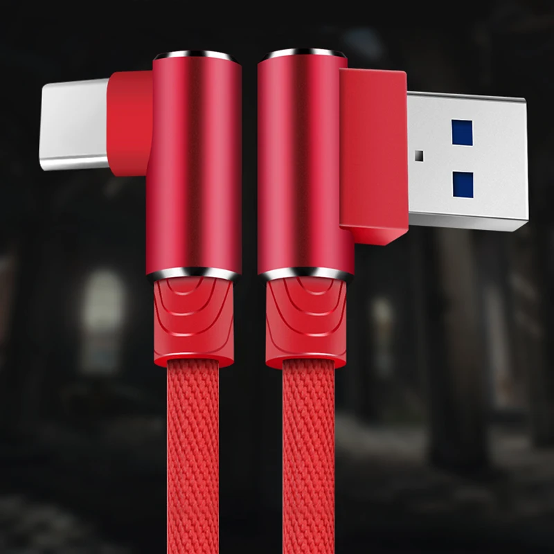 1, 2, 3 м usb type C 90 градусов 3A кабель для быстрой зарядки usb c type-c шнур для передачи данных зарядное устройство usb-c для samsung S8 S9 Note 9 8 Xiaomi Mi 8
