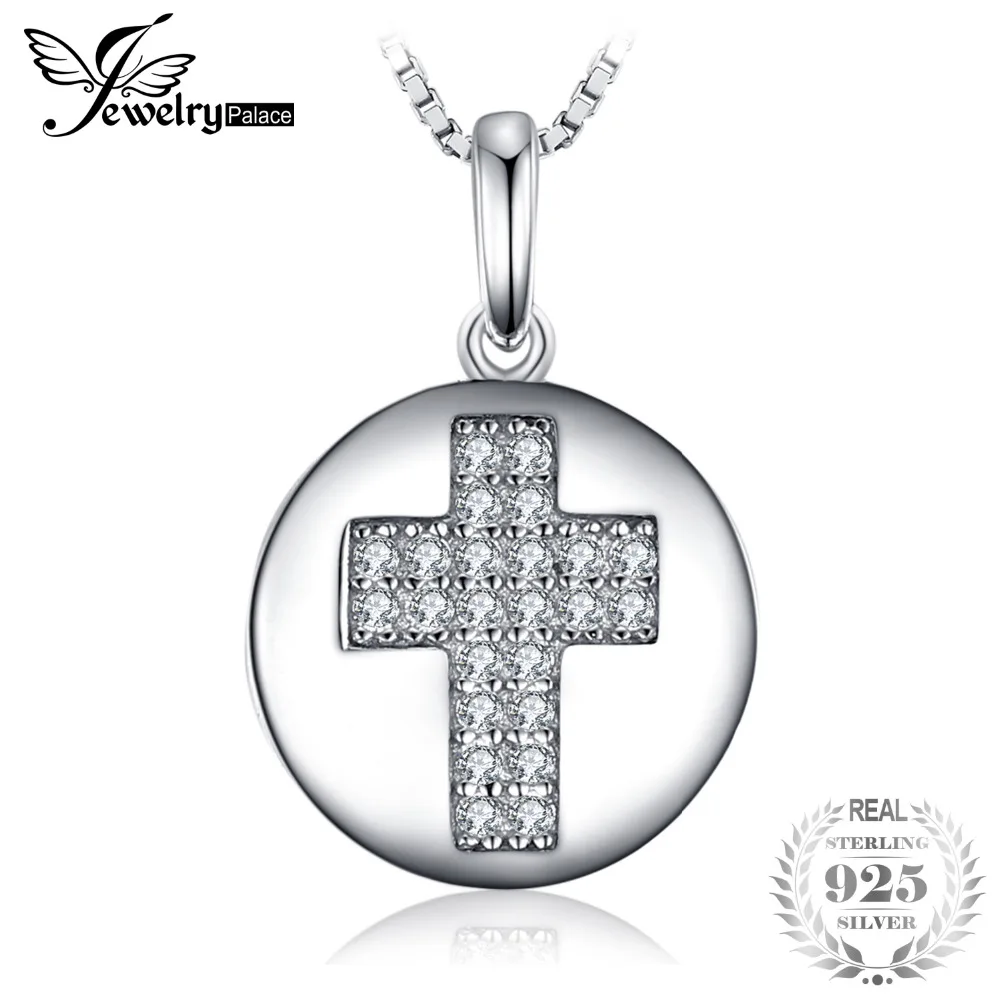 Jewelrypalace модные 0.11ct круглый кубического циркония крест мотив кулон Цепочки и