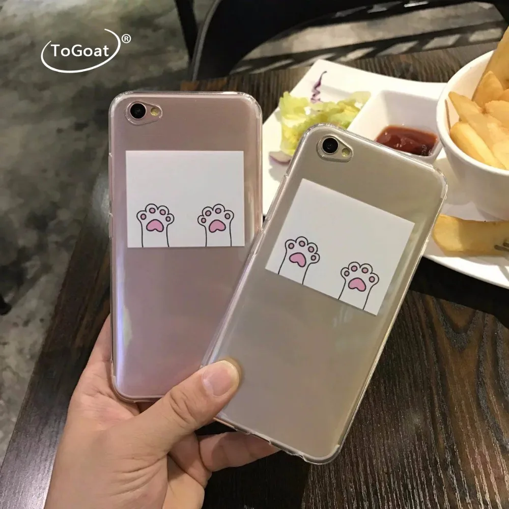 ToGoat Cute Kitty Paw Пушистые Мягкие Плюшевые Case Capa для iPhone 7 плюс Плюс 6 6s Cat След