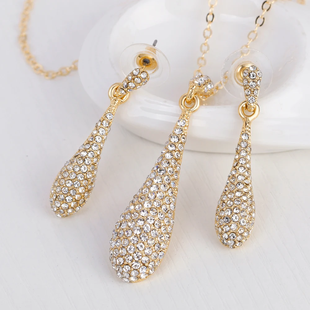 2018 серьги и ожерелье со стразами комплект для вечеринки костюм комплекты