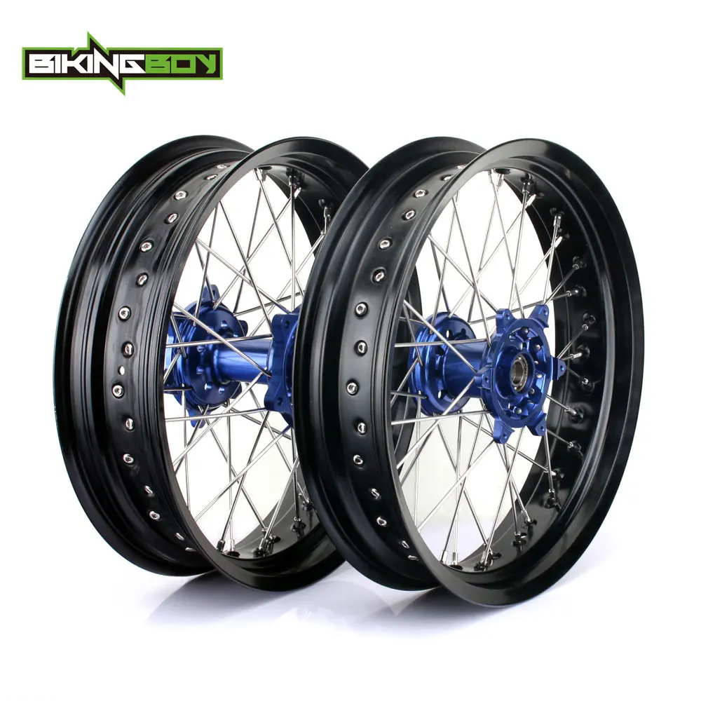 blue BIKINGBOY колесо для супермото обод концентратора спереди и сзади 3,5 4,5X1" для Yamaha YZ250F YZ450F 14, 15, 16, 17, 18 соответствуют YZF 250 YZ-F 450 36 спиц - Цвет: blue